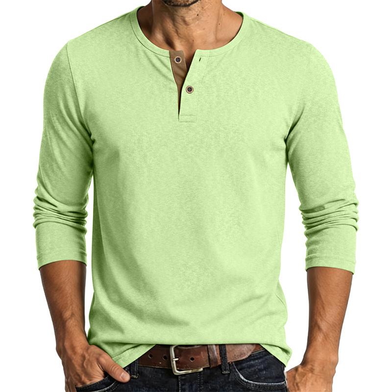 Men Long Sleeve Henley Shirt Casual Buttoned Base Layer Top Lightweight Comfortable Fit Soft Fabric