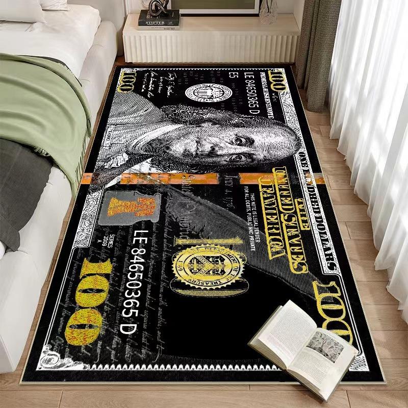 Creative Dollar Bill Print Sneaker Rug - Currency Themed Shoe Mat for Street Fashion Bedroom Living Room Garage Home Decoration