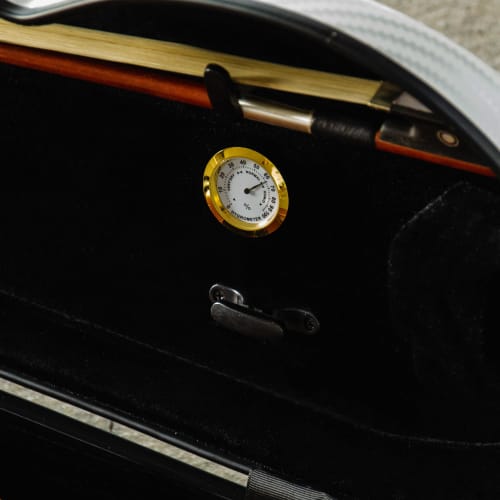 Christiana carbon fiber long triangular violin case with hygrometer and password lock (white pattern)