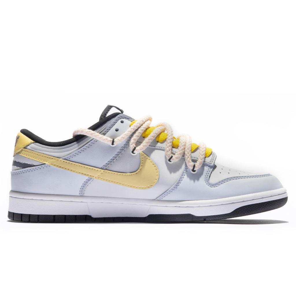 Nike Dunk Low Slip Resistant Abrasion Resistant Low top Skateboard Shoes GS Blue Gray Yellow CW1590-100(TeamM-S-BOX)