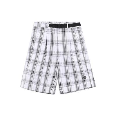 Li Ning Sports Trend Series Plaid Logo Text Embroidery Loose Straight Leg Sports Shorts Men Shorts White AKSS307-2