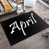 Black Background April Letter Text Print Area Rug Non‑Slip Rectangular Floor Mat Simple Modern Home Entry Decor