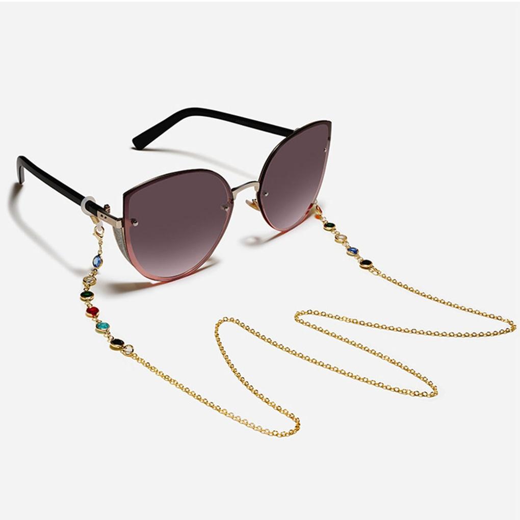 

Colored Cubic Glasses Strap Fashion Chain Glasses Necklace (Gold)