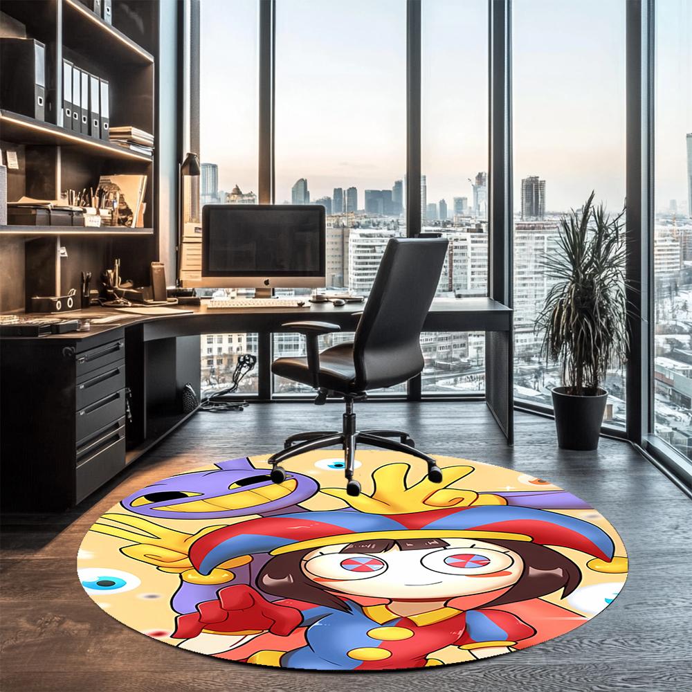 The Amazing Digital Circus Printed Round Rug Carpet Chair Rug Area Rug Entryway Doormats,for Office Chair Living Room Bedroom Kitchen Room.