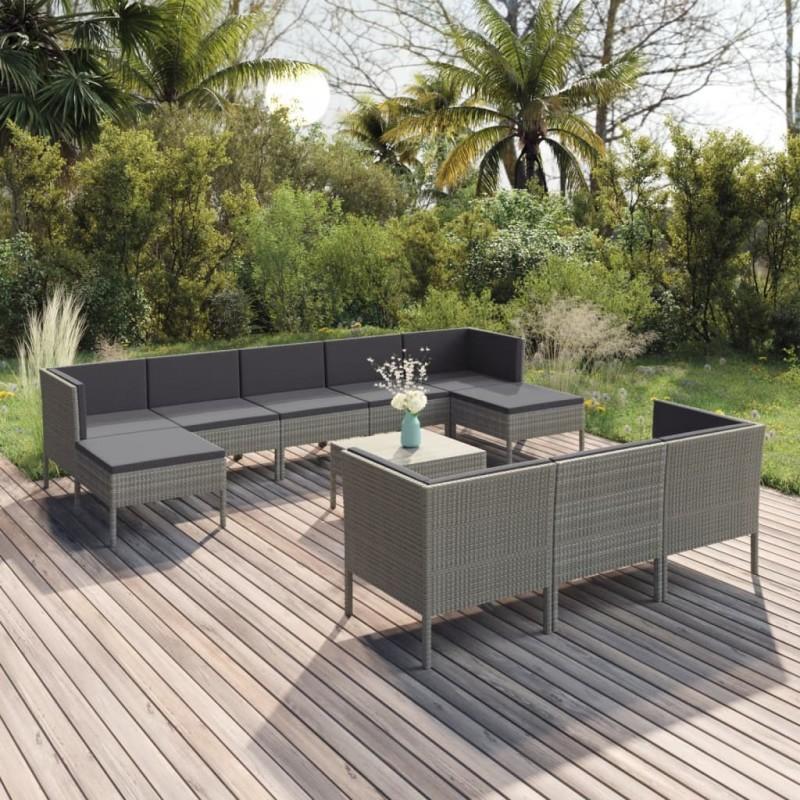 Day and Night - Day and Night Garden Furniture Set 11 Pieces and Gray Synthetic Rattan Cushions