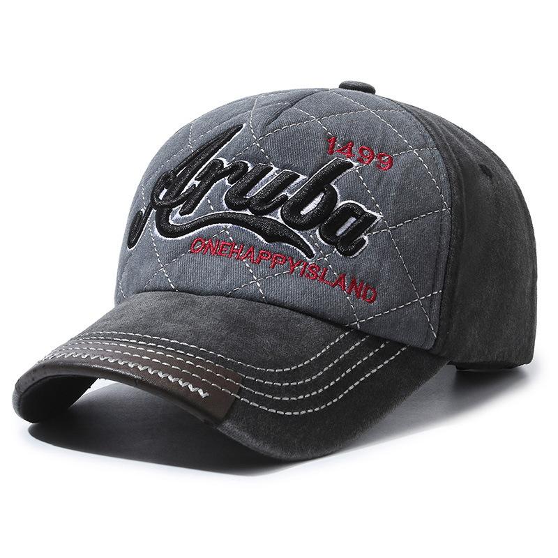Hat washed and old three-dimensional embroidery color matching baseball cap men s and women s outdoor leisure fishing sunshade sunscreen cap Adjustable 56-60