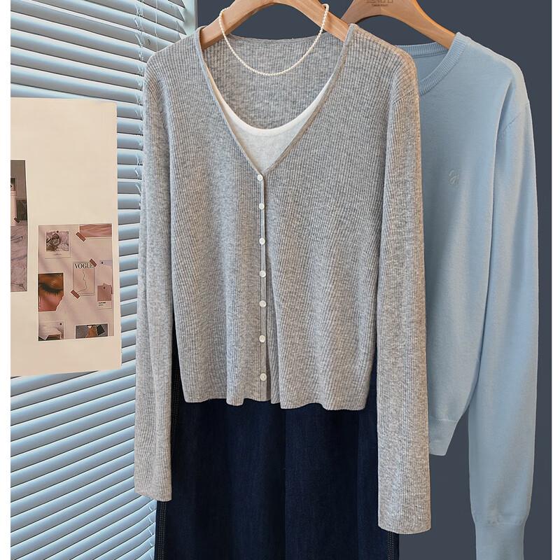 Women's Faux Two-Piece Color Block Pullover Sweater