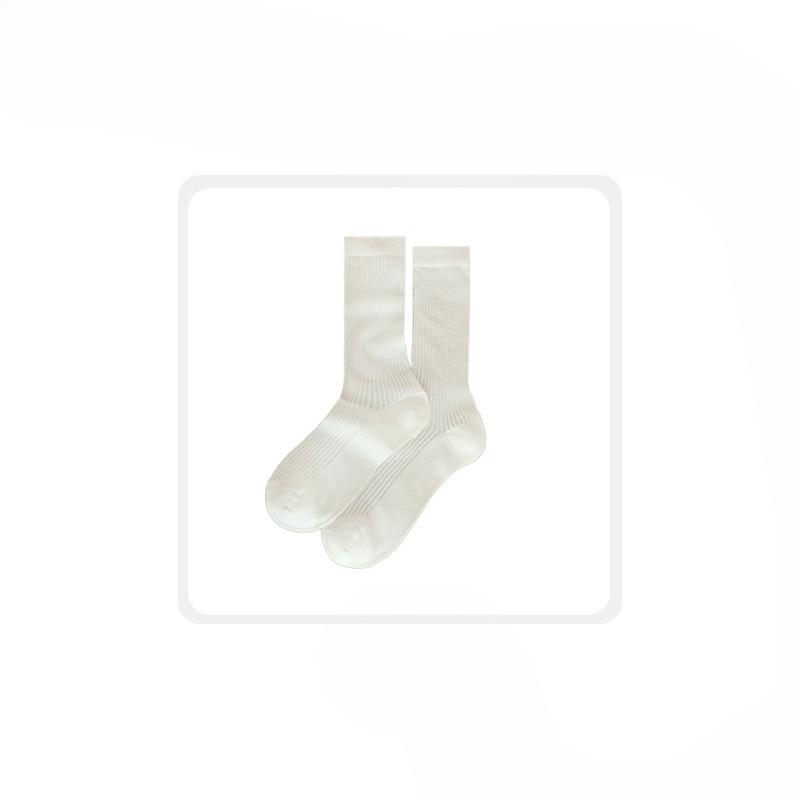 Female Spring and Summer Thin Vertical Stripe Simple Boneless Tube Stack Socks