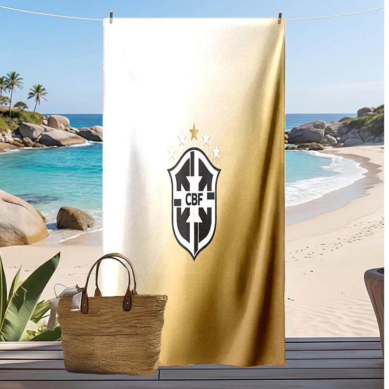 Brasilien Fußball Druck Strandtuch Schnelltrocknend Super Saugfähig Weiches Badetuch zum Schwimmen Strand Reisen Fan Souvenir Geschenk