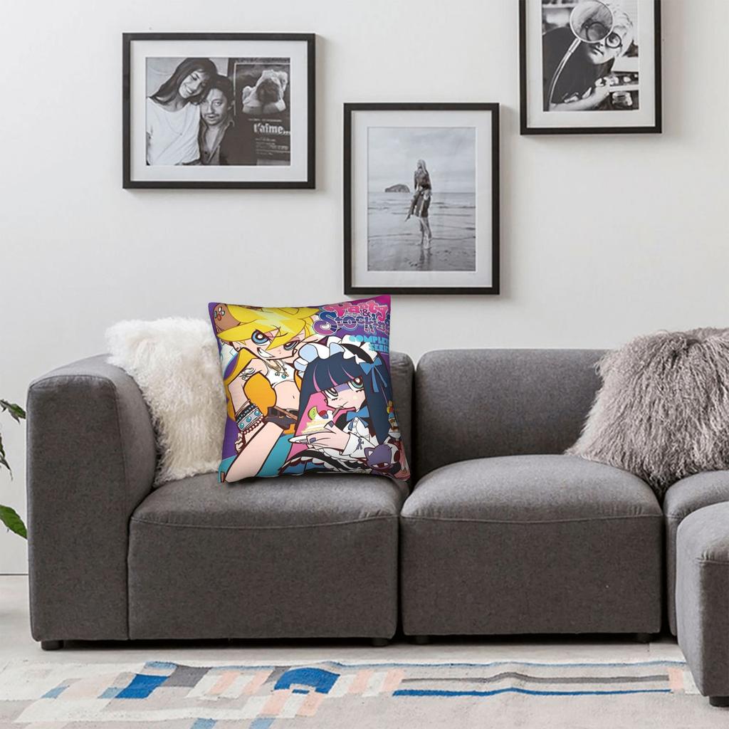 Panty Stocking with Garterbelt Square Pillow Case Cartoon Cushion Covers Custom Zipper Decor Pillowcase for Living Room 40x40cm