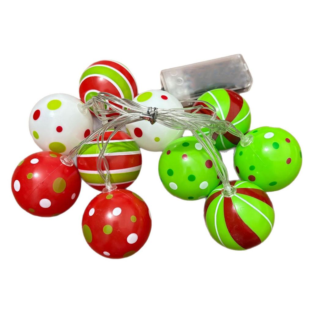 1.5m 10-LED Remote Control Christmas Ball Decorative Light Polka Dot Stripe Festive Atmosphere Light  (Without Batteries)