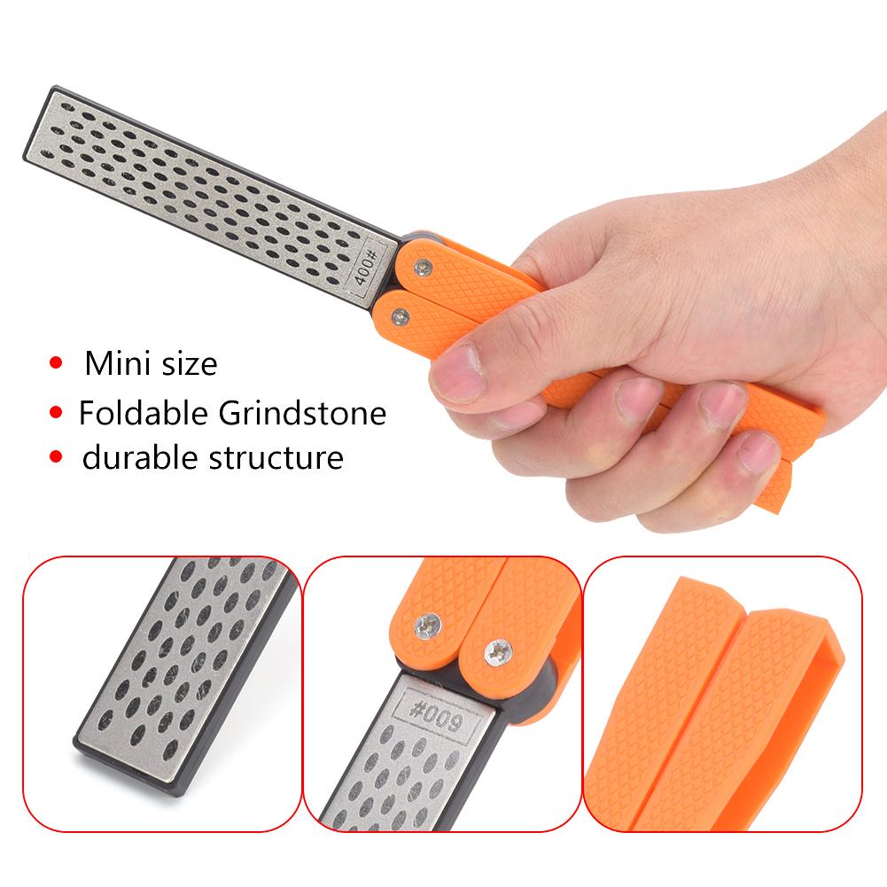 Outdoor Tragbarer Faltbarer Doppelseitiger Schleifstein Küchenmesser Schärfer Orange