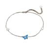 Anklet European and American style gorgeous decorative platinum blue opal butterfly anklet