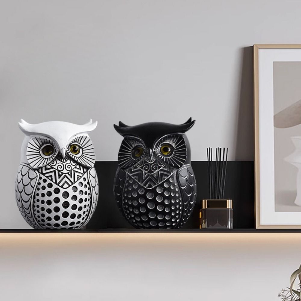 Handmade Owl Figurine Resin Craft Animal Sculpture Funny Owl Statue  Home Decor