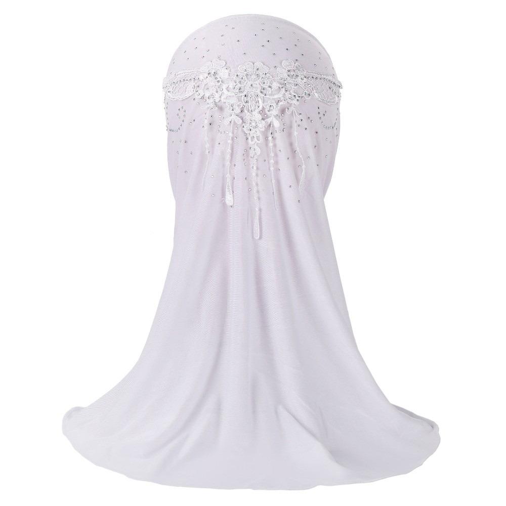 Lace Rhinestone Decor Kids Hijab Breathable Headscarf Charming Head Wrap  Casual