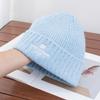 Mignon visage d'ours petit bonnet tricoté pour femme hiver polyvalent broderie faciale bonnet en laine protection des oreilles bonnet chaud froid