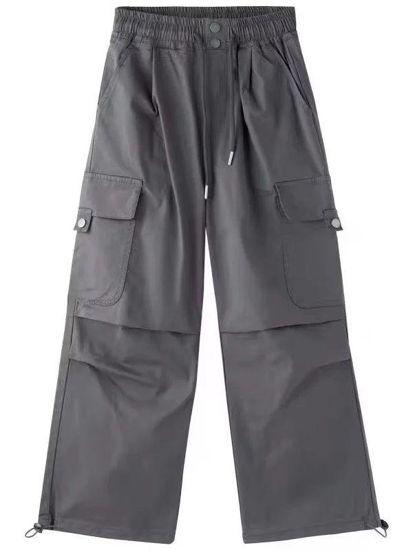 

«Девчачий комбинезон в стиле ретро с широкими штанинами — осенний стиль 2023 года с карманами» 160 cm серый