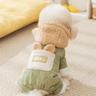 Fleece Îngroșat Haine Câine Cățeluș Iarnă Cald Tracțiune Cu Glugă Patru Picioare Haine Bumbac Cățeluși Pisoi Haine Animale de Companie