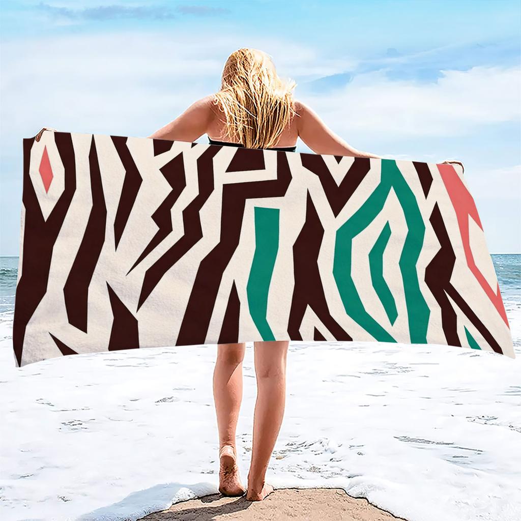1Pc Colorful Stripe Print Towel Sports Quick-Drying Super Absorbent Camping Towel Soft Lightweight Gym Swimming Yoga Beach Towel
