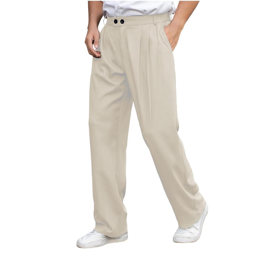 Men's Drapey Smart Casual Pants, Loose Fit Work Trousers