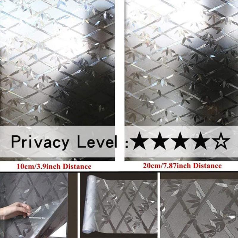 Bamboo Pattern Electrostatic Self-adhesive Glass Film Reusable Translucent Privacy Protective