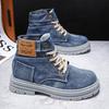 Fashion Hip Hop Hipster Canvas Boots Mens Spring New High-Top Denim Casal Shoes Fashion Versatile Tooling Mens Shoes Large Size 39-48