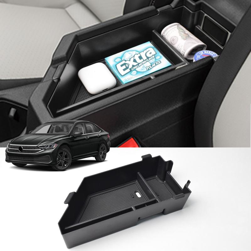 Center Console Tray for Volkswagen VW Jetta -2024 Armrest Box Storage ABS Accessories Car Storage Center Console Organizer
