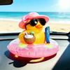 Plastic Cartoon Milk Tea Shop Little Yellow Duck Decor For Car Dashboard Display