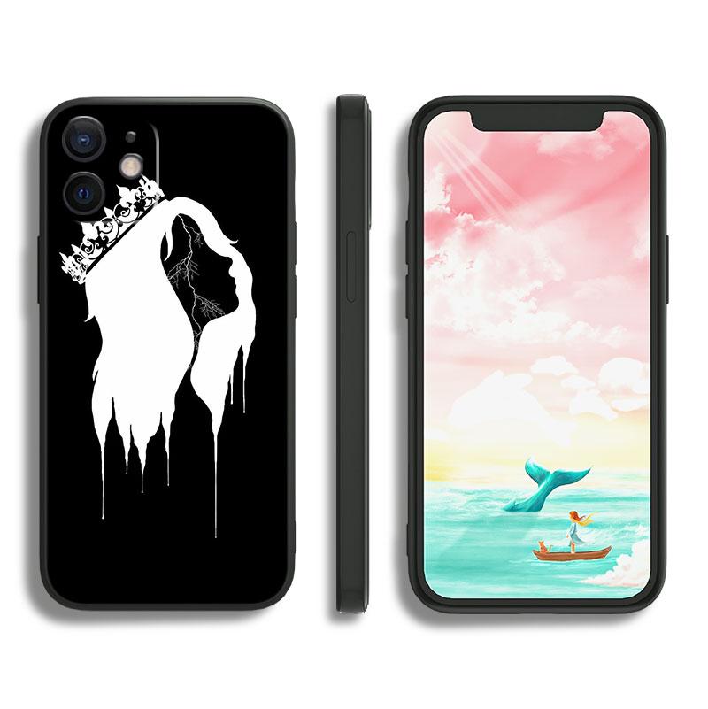 

Король Королева Пара Влюбленные Для Apple iPhone 11 12 13 Max Mini 7 8 X XR XS Pro Plus Черный Роскошный Силиконовый Мягкий Чехол для Телефона iPhone 13 Pro Max