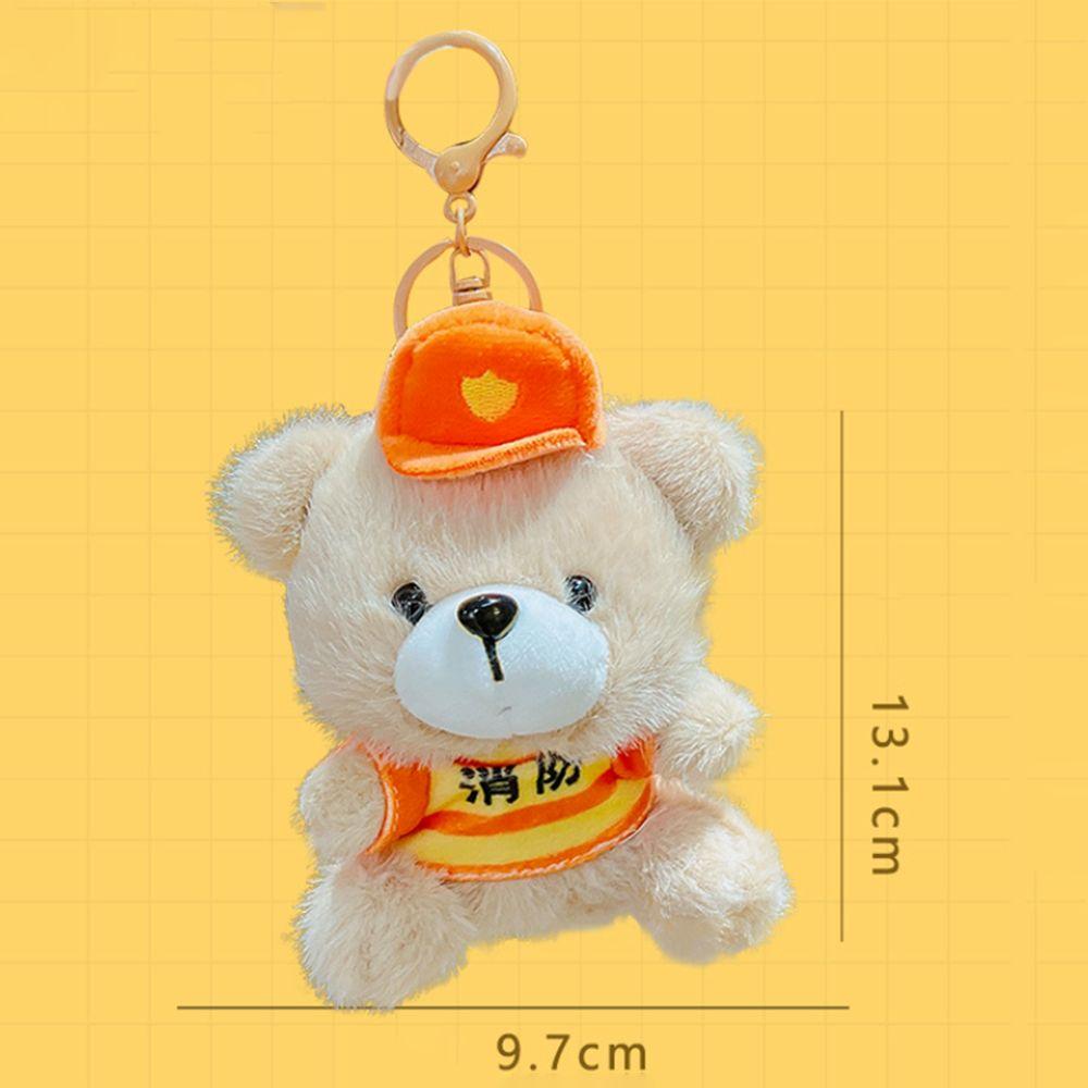 Cartoon Traffic Bear Doll Keychain Cute Car Key Chain 3D Schoolbag Pendant  Student