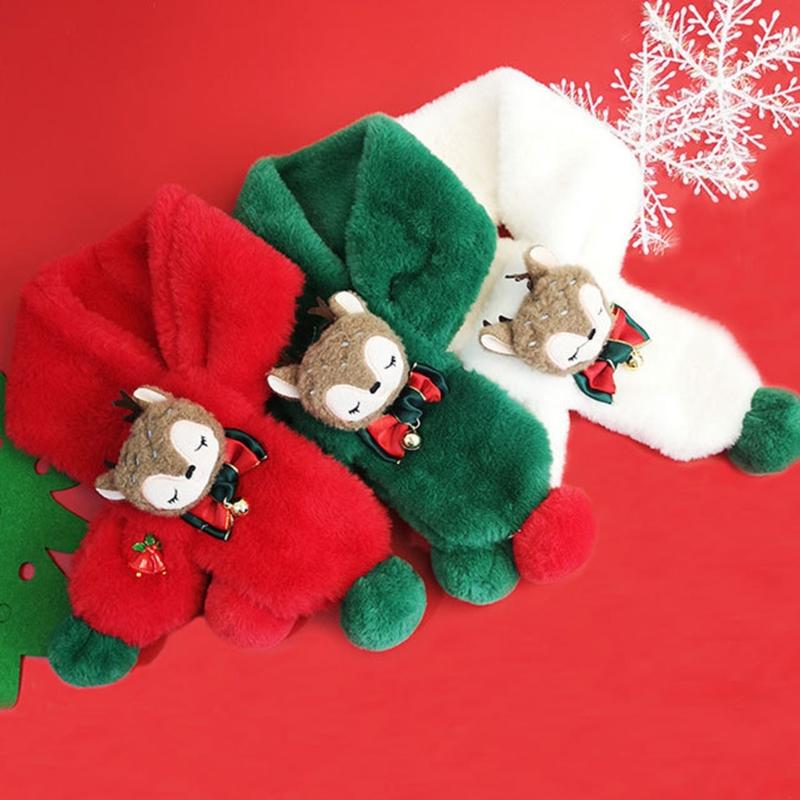 Thicken Faux Fur Plush Christmas ScarfCross Collar Scarf Wrap Winter Neck Warmers For Women Winter Warm Scarf