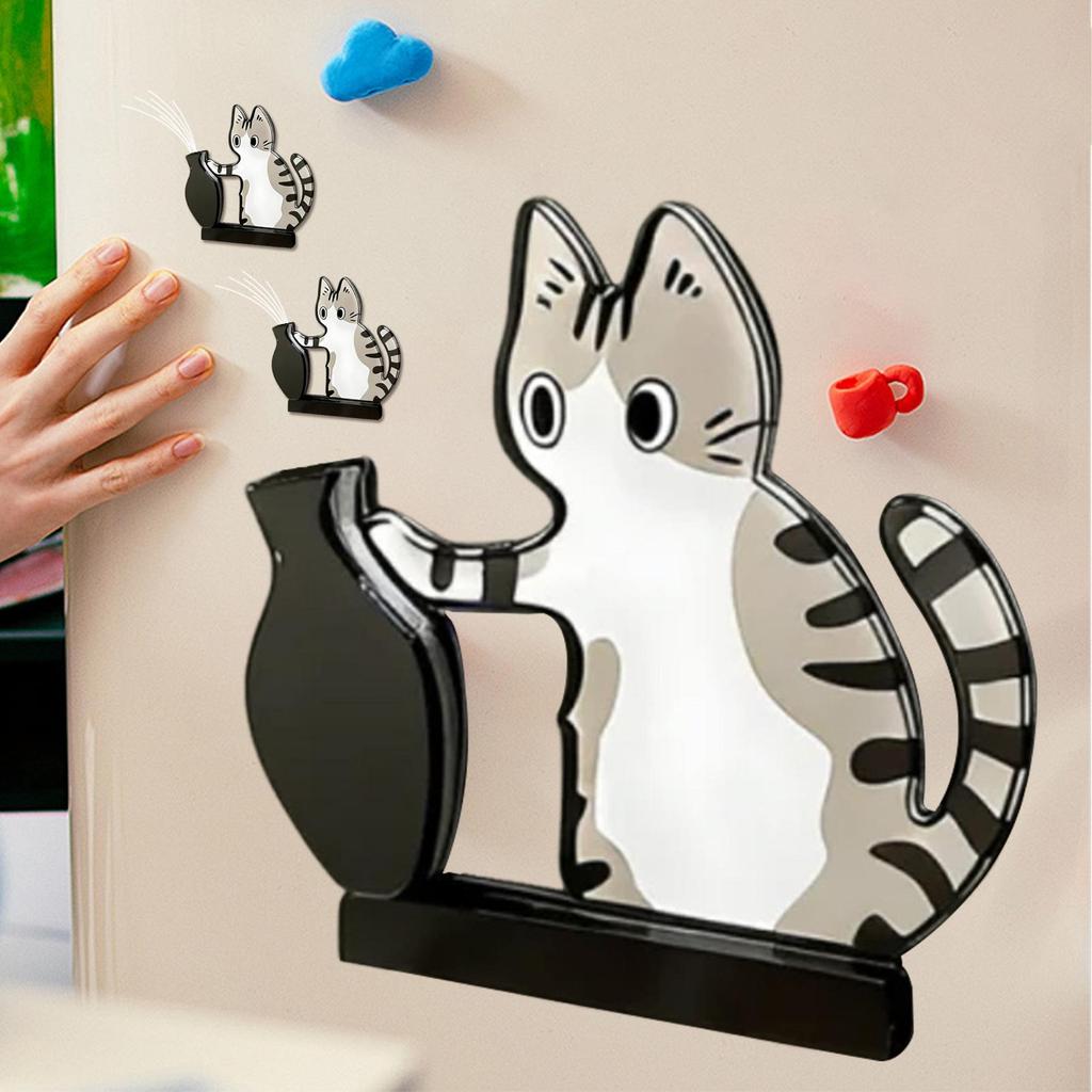 Cat Whisker Keepsake Magnet Kitten Pushing A Vase Acrylic Refrigerator Magnet Kitten Whisker Organizer Magnetic Decor Sticker