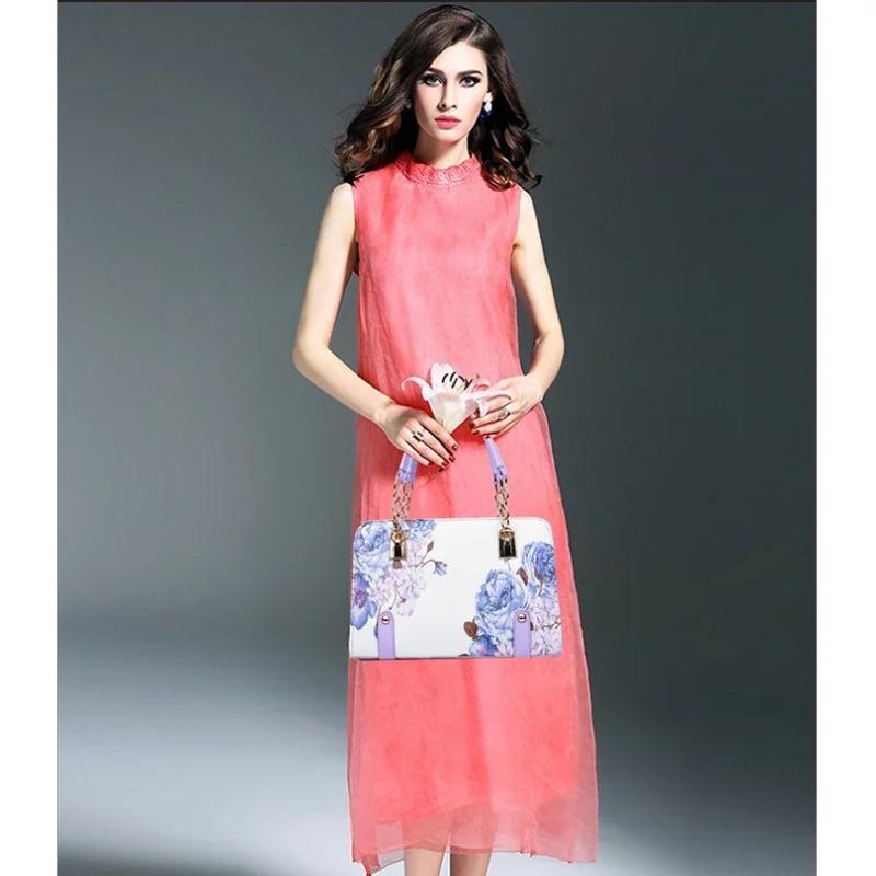 2025 Spring New Handbags Women Fashion Shoulder Bag Korean Flower Printing PU Leather Tote Bag Elegant Lady Messenger Bag LMY01