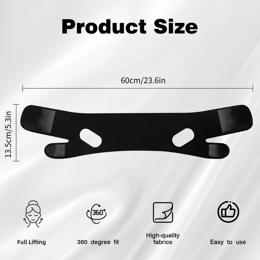 Cinghia per il mento per dormire, Cinghia per il mento regolabile, Cinghia per la mascella, Modellante per la mascella, Maschera lifting V-line, Nero