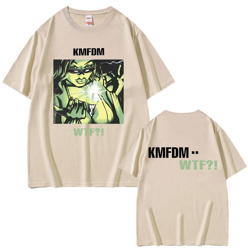 

2025Summer Limited Rock Band Kmfdm WTF Graphic Print T-shirt Men Women Vintage Gothic Punk Male Casual Pure Cotton T Shirts Tops S