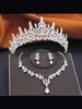3 Piece Bridal Crown Jewelry Sets for Women Princess Tiaras Set Necklace Earrings Wedding Bride Jewelry Costume Accessories
