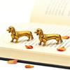 Set of 2 Artistic Brasses Dachshund Miniature Figurine Solid Coppers Animal Sculpture for Home Decors Collectible Ornament