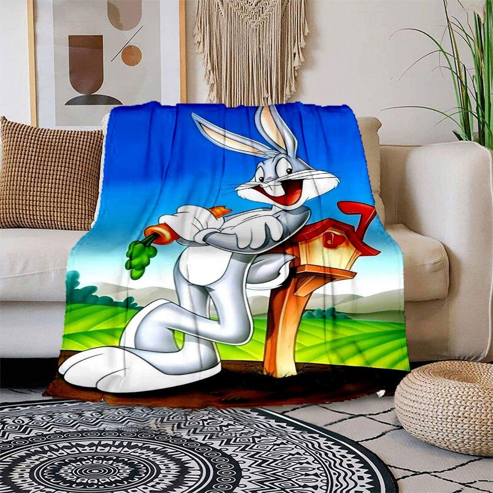 

Bugs Bunny with Carrot Mailbox Blanket Flannel Throw Blanket for Sofa, Bed, Travel, Camping, Office 100x150cm