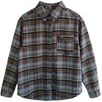 Sausage Dog Plaid Shirt for Women Long-sleeved Spring and Autumn Clothes New Style Hong Kong Style Retro Top