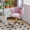 Elegant Gold Makeup & Dressing Stool with Fabric Upholstery