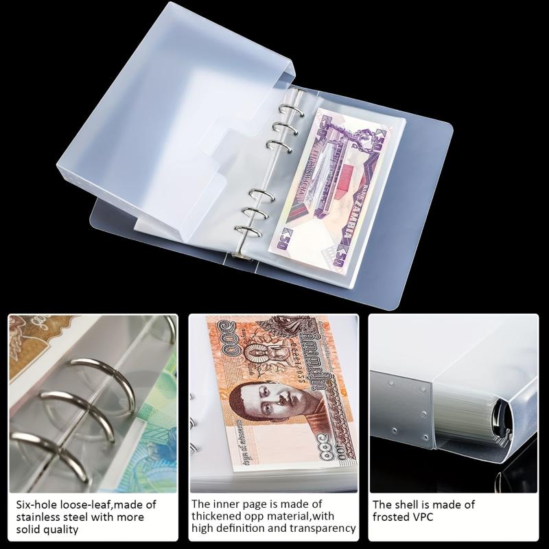 100Pcs Money Banknote Paper Money Album Page Collecting Holder Sleeves 3-slot Loose Leaf Sheet Album Protection