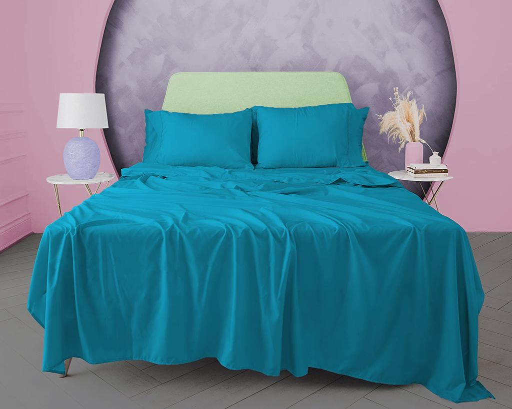 3dílná sada jednobarevných prostěradel ze 100% egyptské bavlny, 600TC - obsahuje 1 prostěradlo a 2 polštáře, různé velikosti a barvy