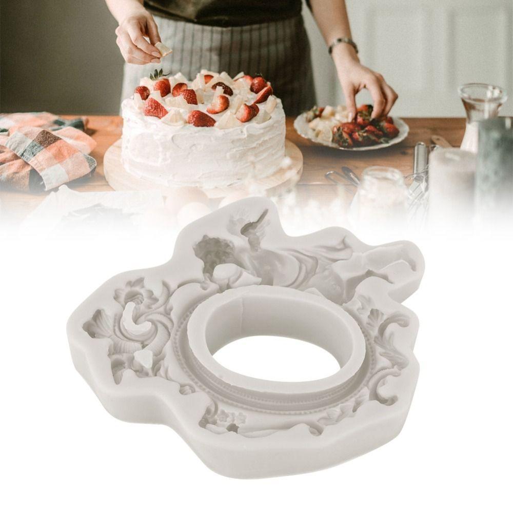 Pink Color Silicone Fondant Mold 3D Sculpted Pattern Chocolate Mould Baking Decor Tool Baking Use