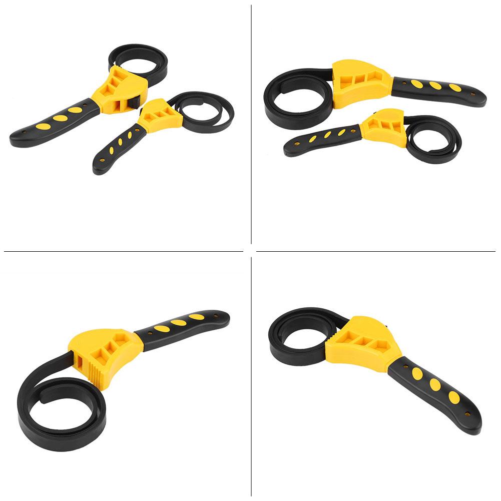 

2pcs Multi functional Rubber Strap Oil Filter Wrench Adjustable Spanner Bottle Opener Tool