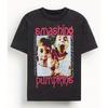 Men's Smashing Pumpkins Twins Graphic T-Shirt with Pink Lettering& Twins Design Casual Crewneck