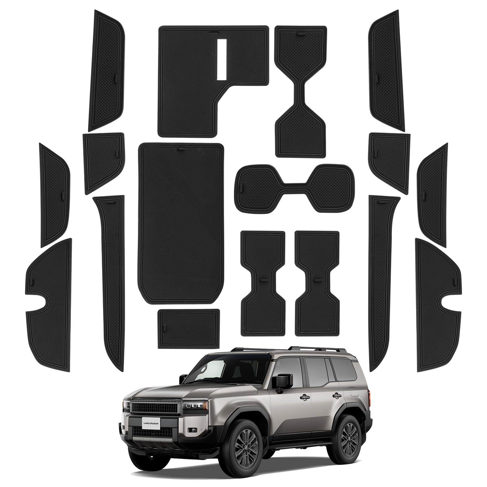 

LANGBEAN Toyota Land Cruiser 250 Эксклюзивный резиновый коврик для салона Коврик Land Cruiser 250 Коврик для дверного кармана Защита от царапин Шумоизоляция Детали интерьера чёрный