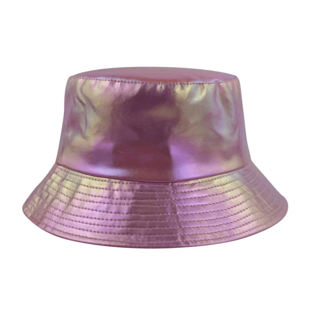 Leder Leuchtender Eimerhut Einseitig Glänzend Sonnenhut Laser Regenbogen Fischerhut Outdoor Reisen
