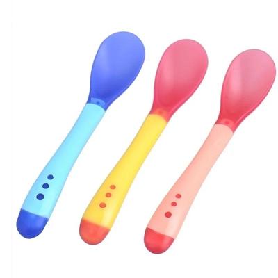 1Pcs Baby Silicon Spoon Baby Safety Temperature Sensing Kids Children Flatware Feeding Spoons