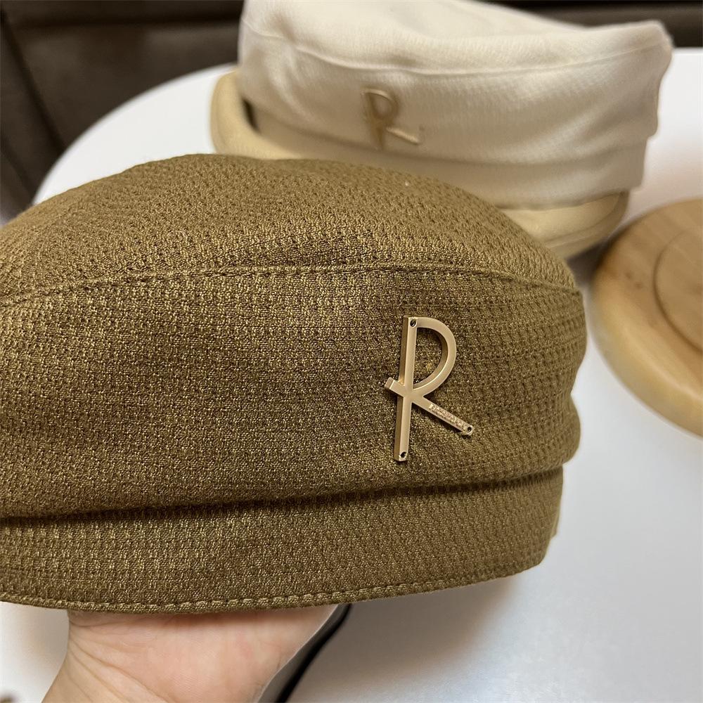 

Винтажный черный берет с буквой R, шляпа художника, женская универсальная шляпка-бутон, маленькая Adult (55-58cm) кофейный