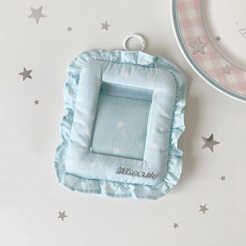 3 Inch Kpop Photocard Holder Keychain Ins Fashion Cute Star Fabric Puffy Idol Photo Storage Pendant For Fans